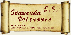 Stamenka Valtrović vizit kartica